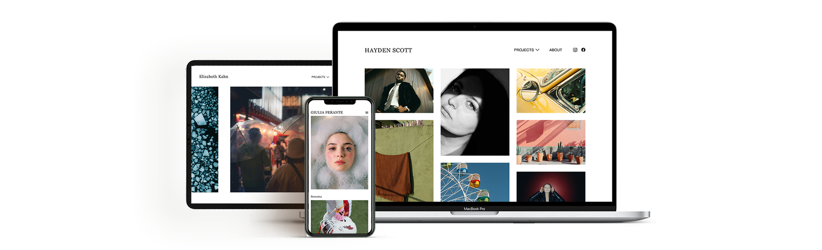 Portfolio on tablet and mobile
